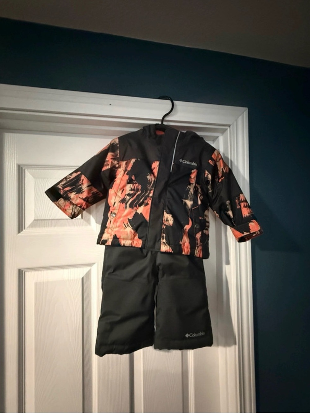 Columbia Kids Black Jacket & Pants with Orange Print
